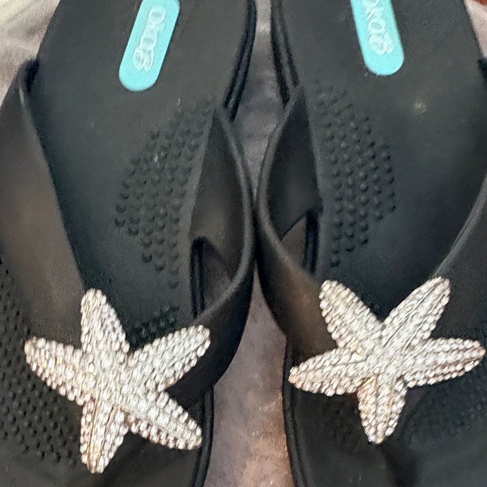Black Starfish Embellished Sandals - Picture 2 of 4